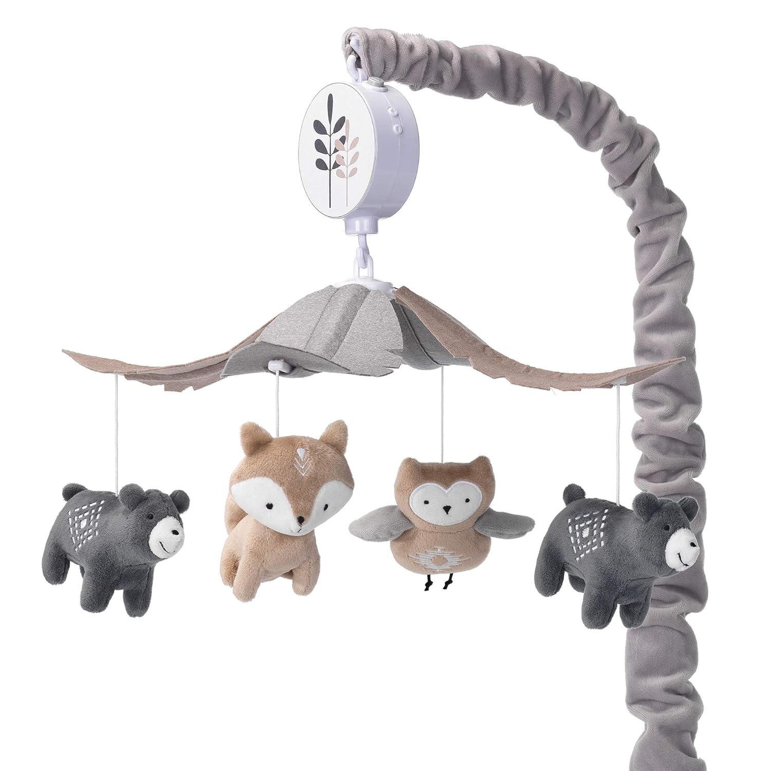 Lambs & Ivy Woodland Forest Gray/Tan Musical Baby Crib Mobile