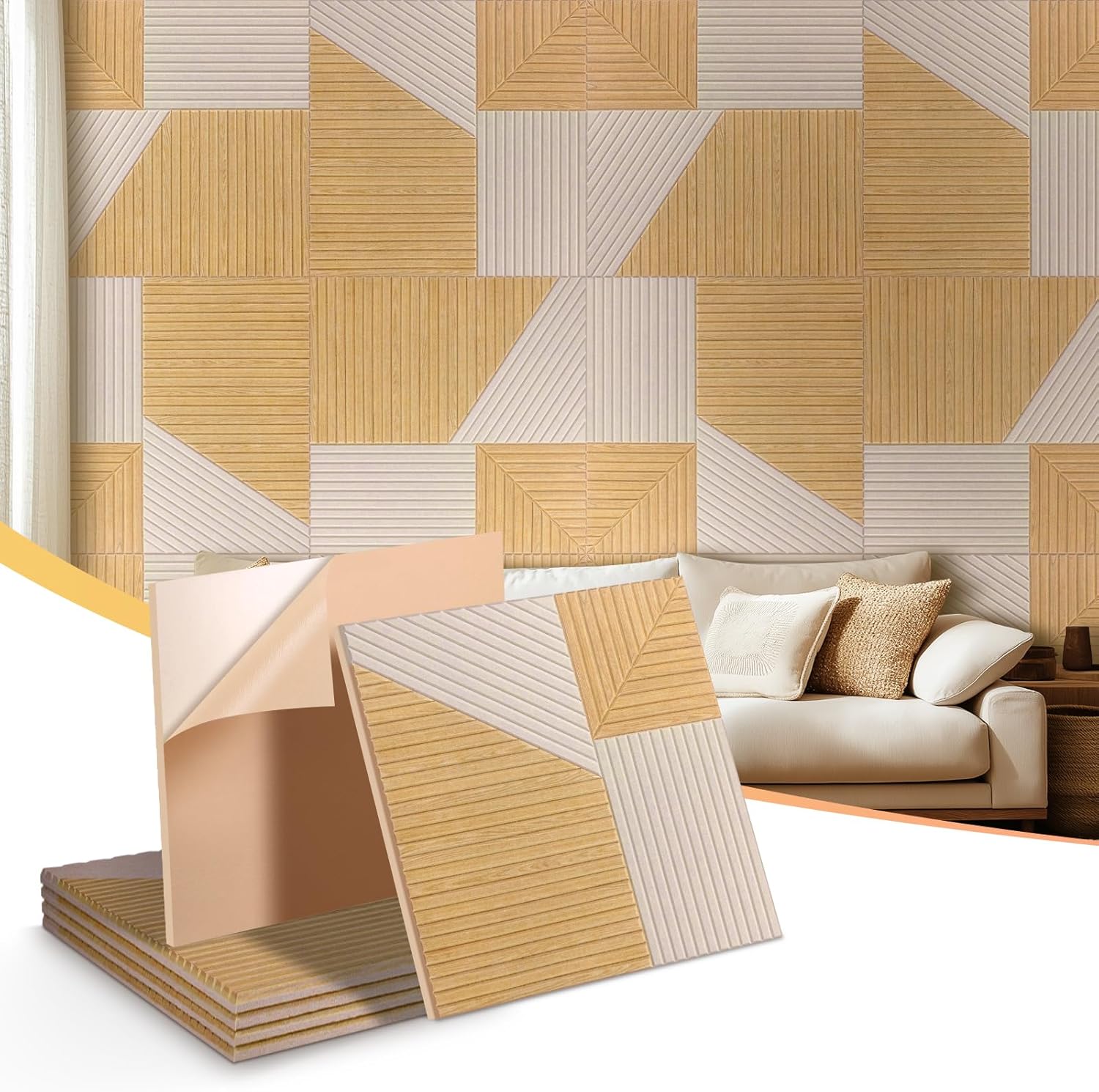 Acoustic Wall Panels 6-Pack for Noise Reduction and Decor