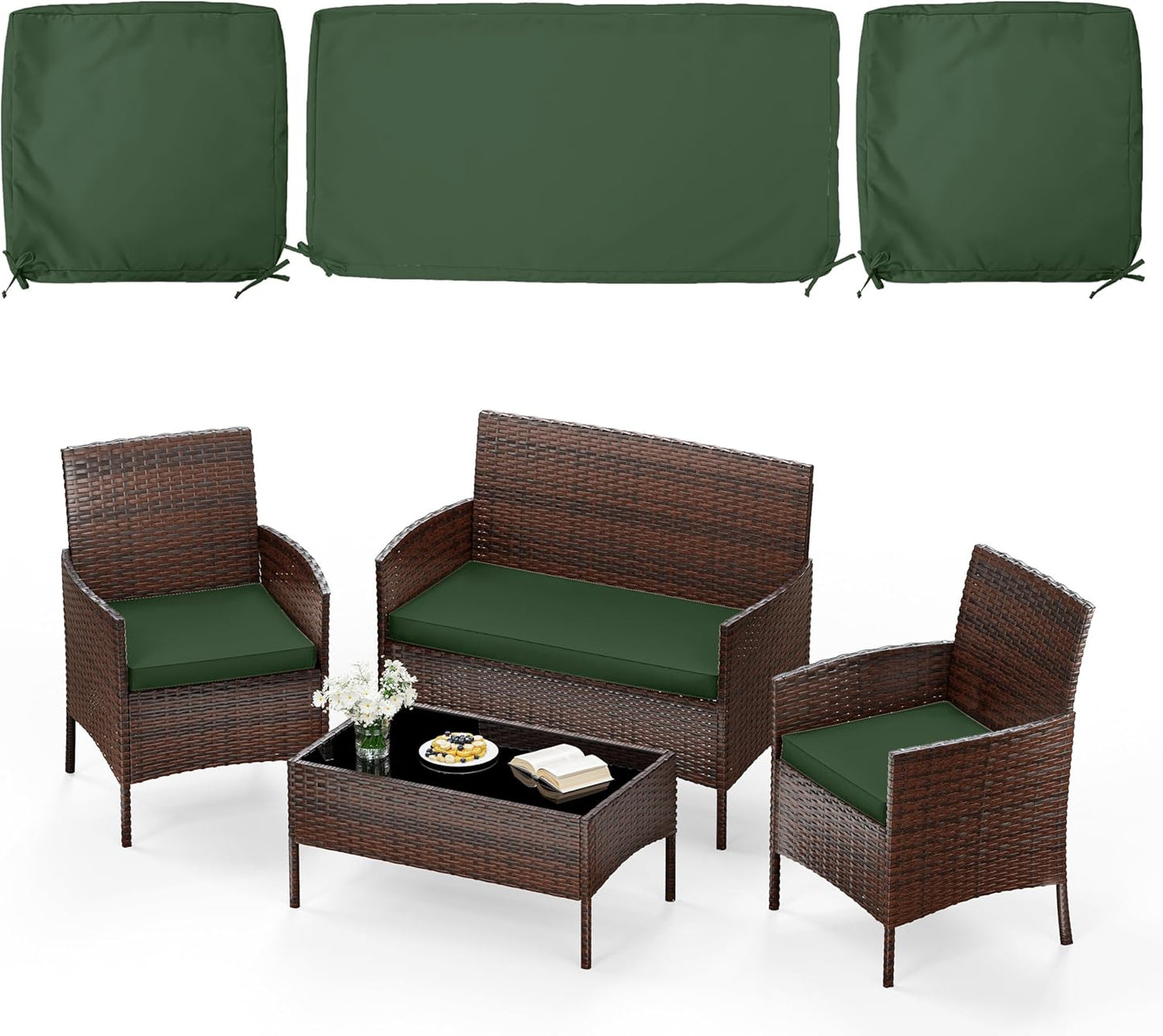 Outdoor Seat Cushion Replacement Set for Wicker Rattan Furniture