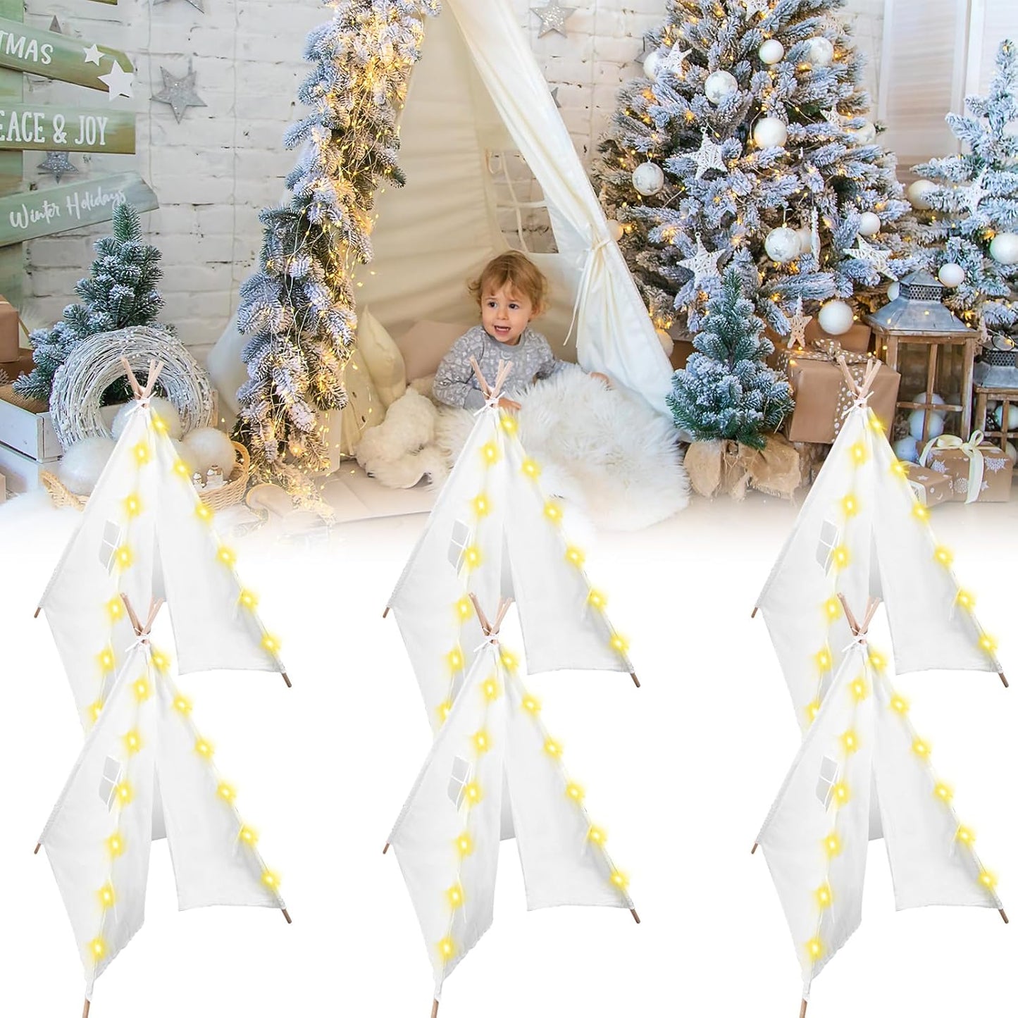 Boho Teepee Tent + String Lights - Perfect for Parties!