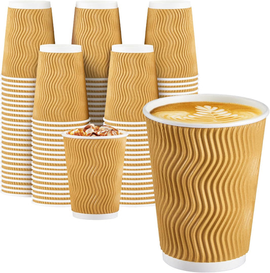 150 Insulated Ripple Wall Coffee Cups - 12 oz (Champagne)