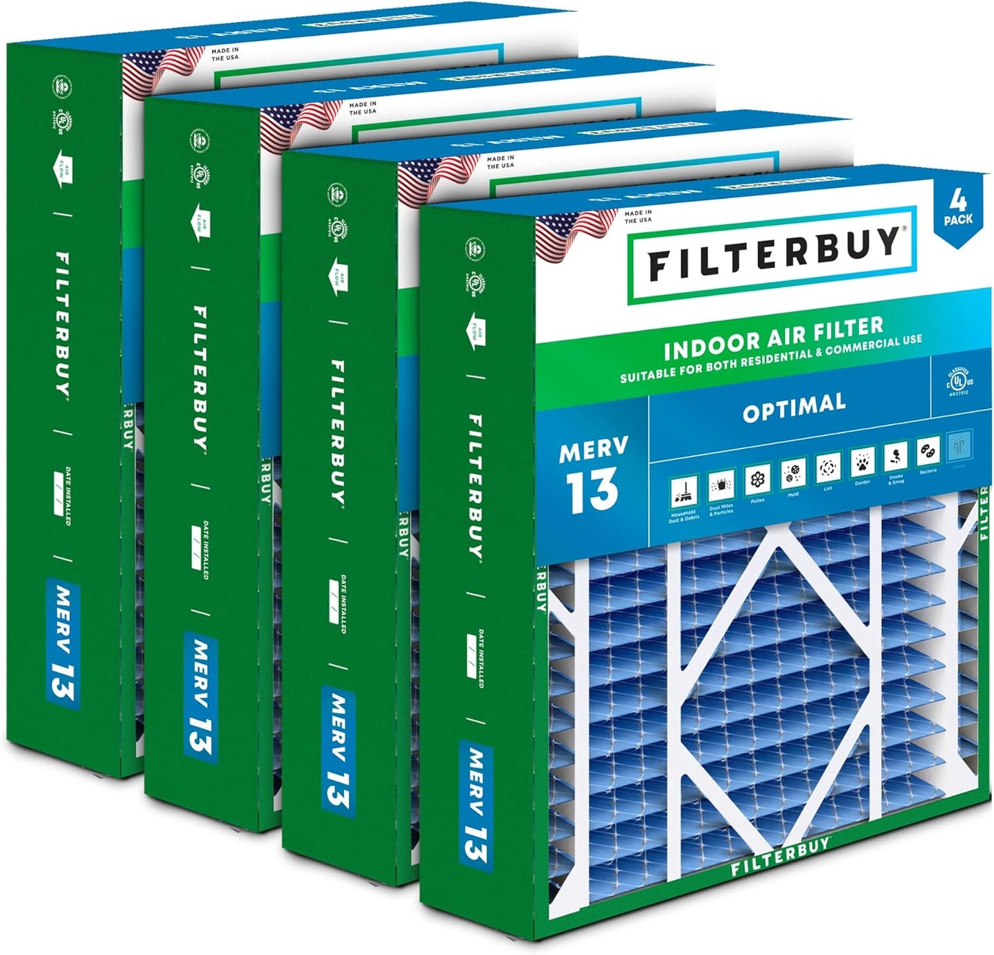 Filterbuy 24x25x5 Air Filter MERV 13 for Health Defense