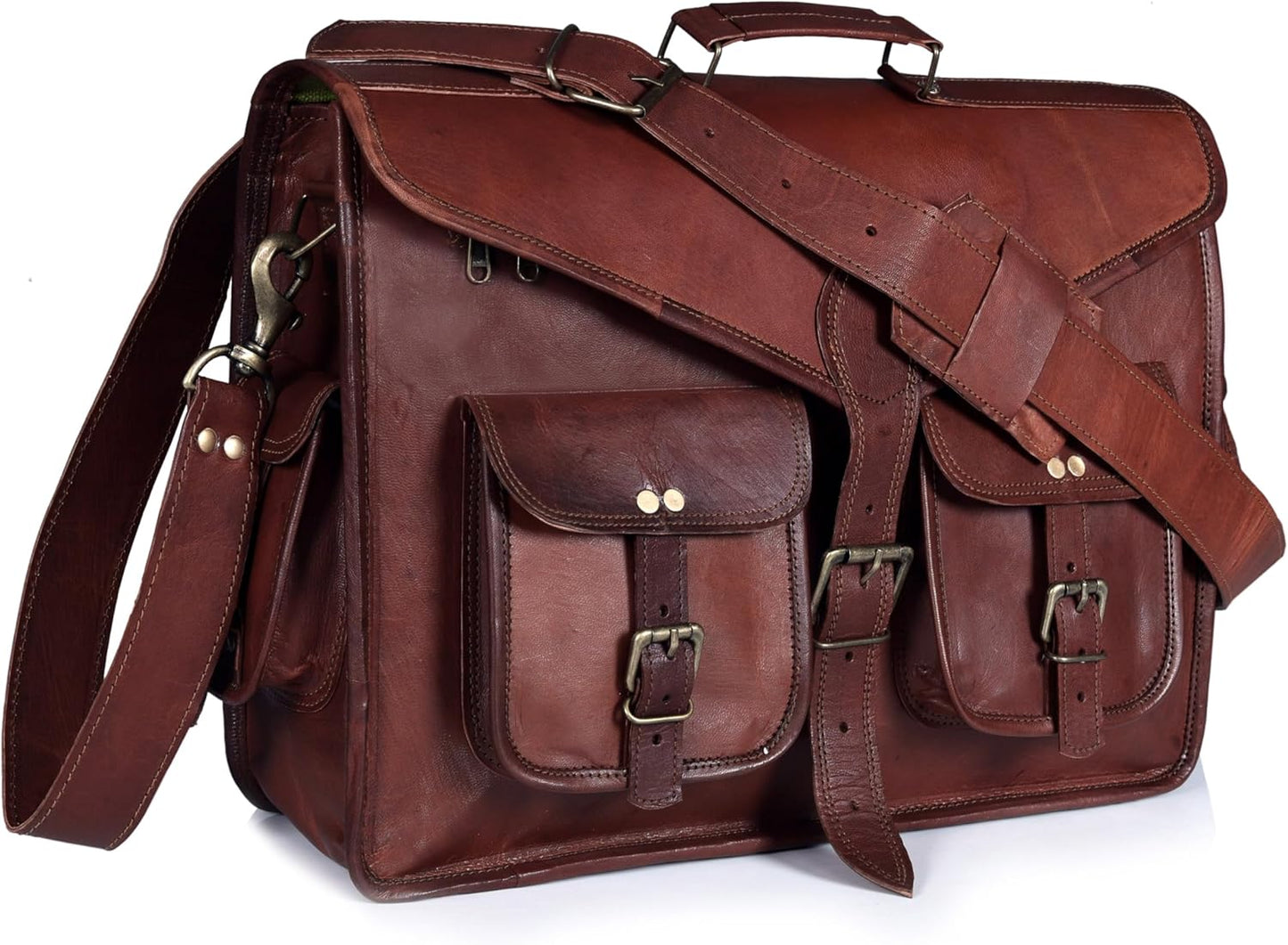 DHK Laptop Messenger Bag 17.6 Inch - Vintage Canvas Leather Style