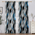 Blue and Grey Blackout Curtains Modern Striped Panels - 100% Light