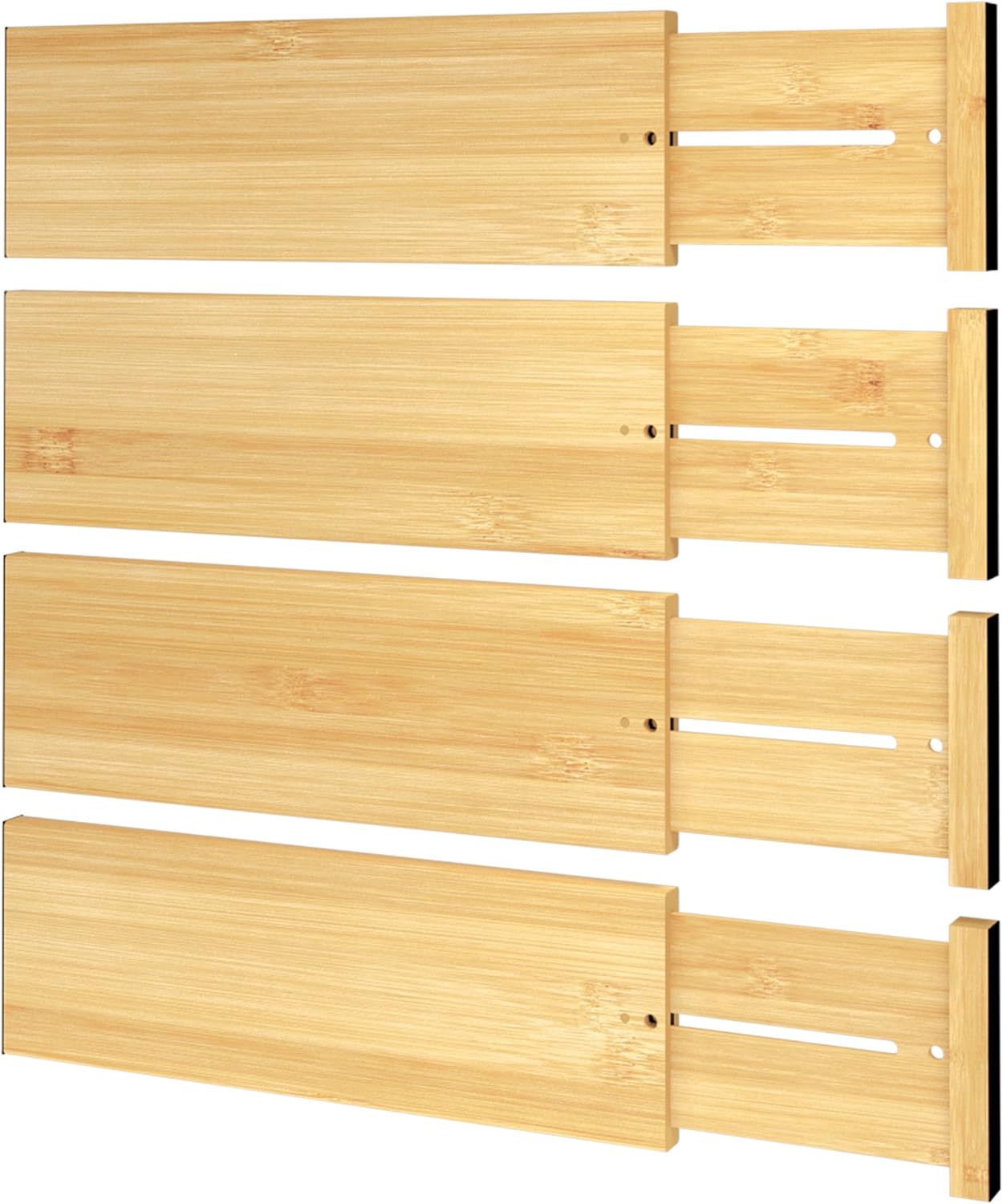 Adjustable Bamboo Drawer Dividers for Kitchen and Office Use