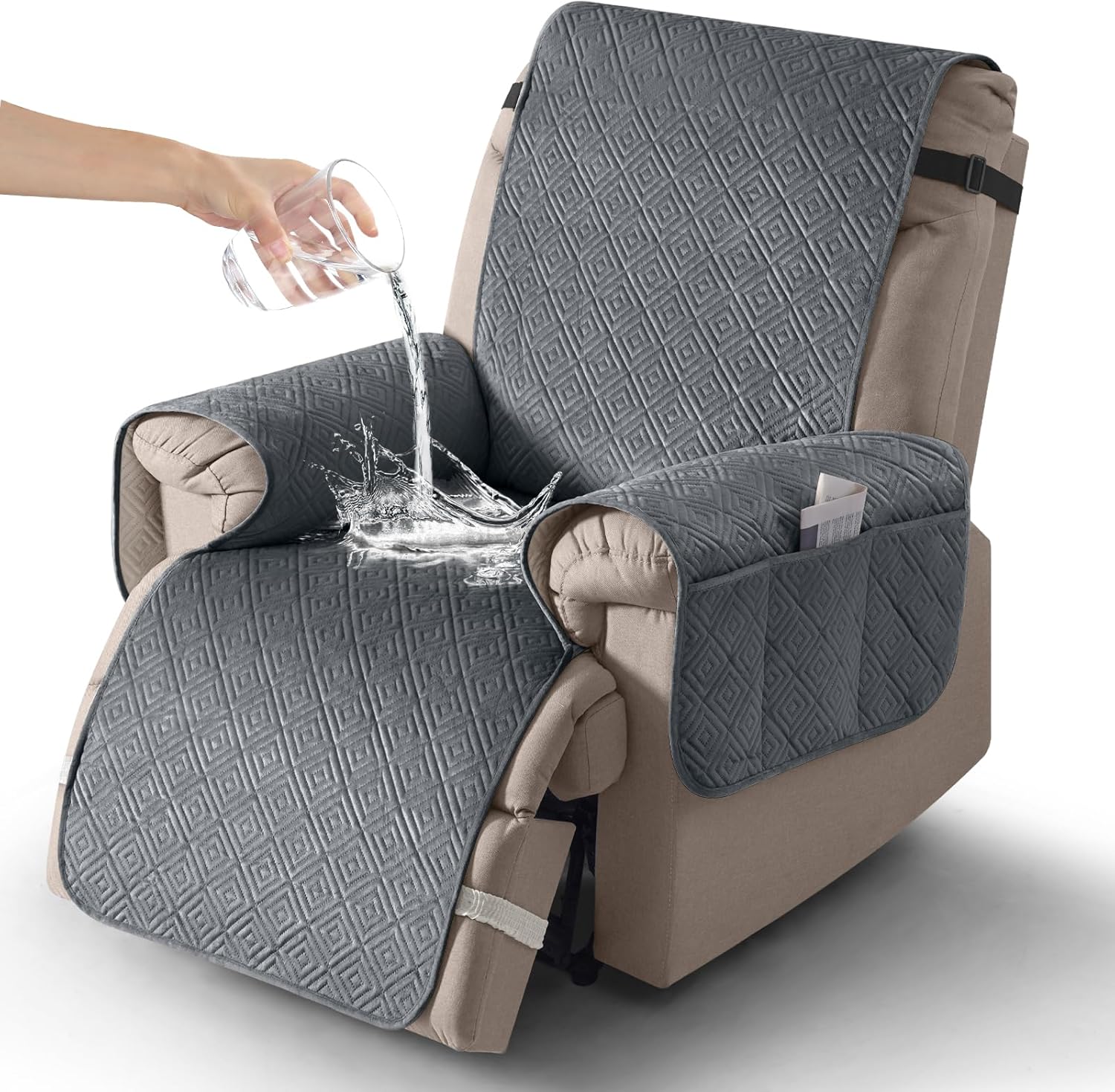 Timeles Velvet Recliner Chair Cover for Pets & Dogs, Gray