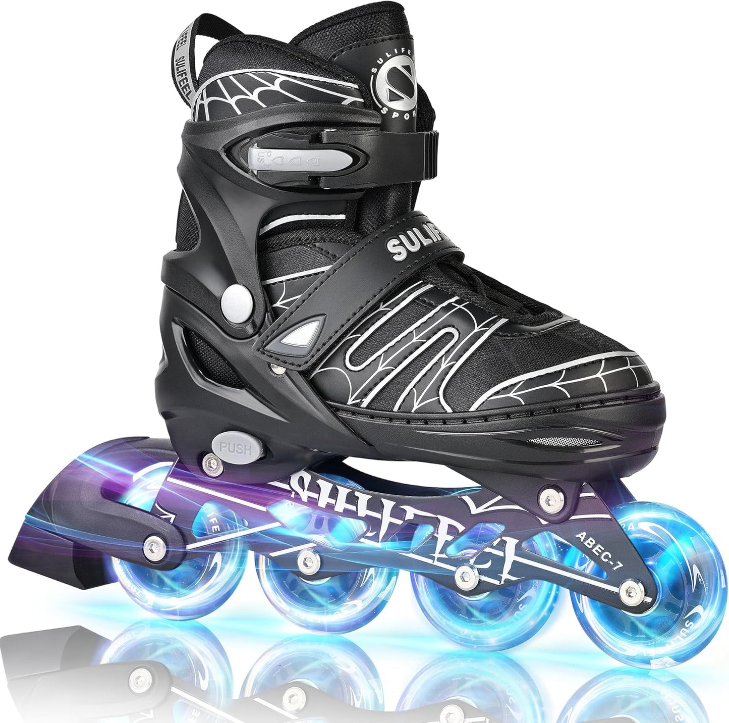 SULIFEEL Rainbow Unicorn Inline Skates for Kids with Light Up Wheels