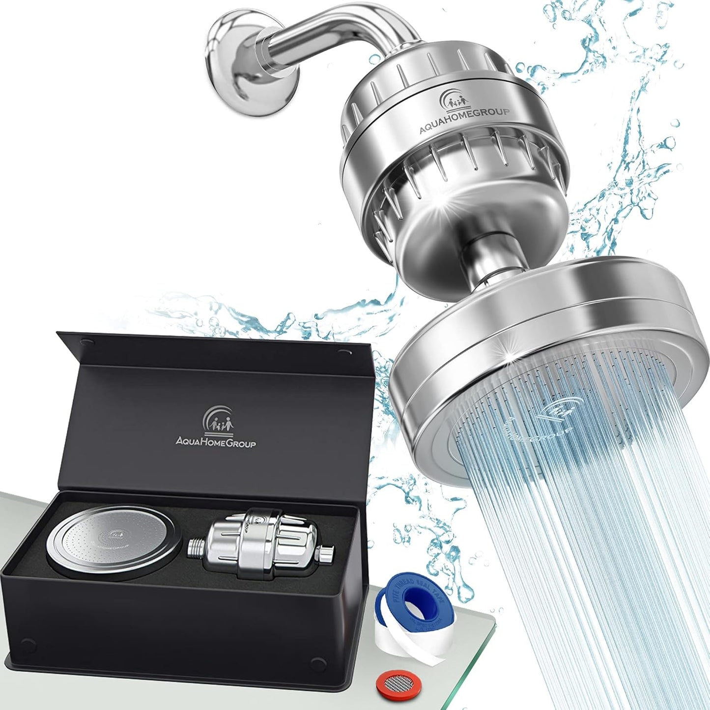 AquaHomeGroup Luxury Filtered Shower Head Set for Hard Water
