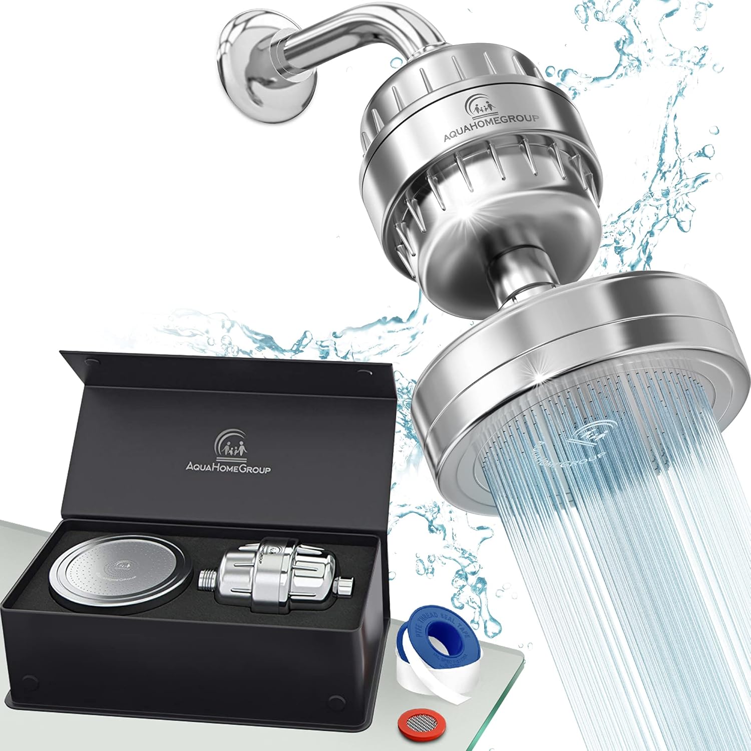 AquaHomeGroup Luxury Filtered Shower Head Set for Hard Water