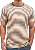 VEIISAR Men's Crewneck Striped T-Shirt - Soft Elastic Cotton Fit chart