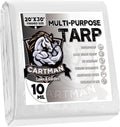 CARTMAN 20x30 ft 10 Mil White Heavy Duty Poly Tarp - Durable Cover
