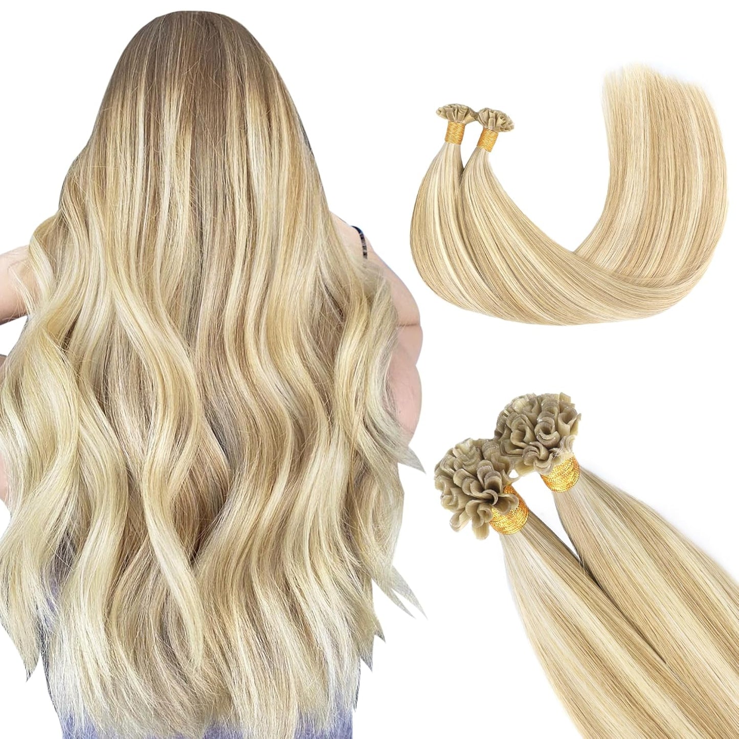 GOO GOO U Tip Hair Extensions - Real Human Hair, 14in 50g