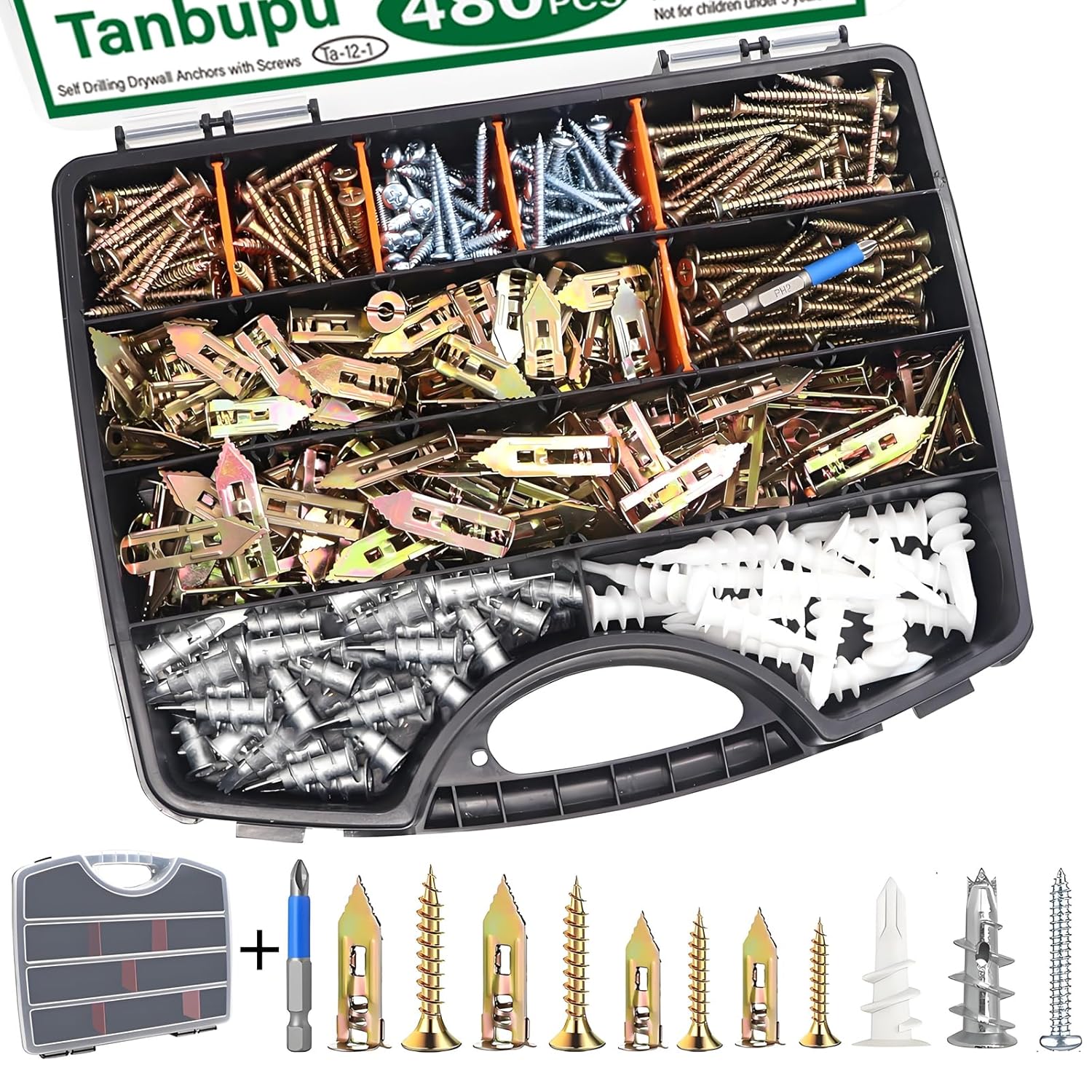 480Pcs Self Drilling Drywall Anchors Kit for Easy Installation