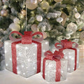 Lighted Gift Boxes Set of 3 Pink Christmas Decor - Prelit Outdoor