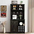 Farmhouse Coffee Bar Cabinet with Sliding Barn Door - 72 in Hutch