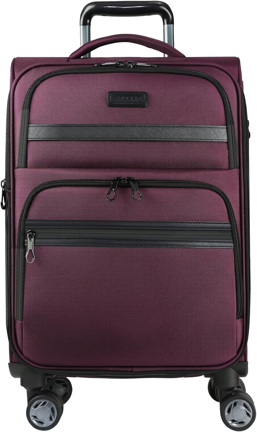 KROSER Softside Expandable Carry On Luggage with USB Port