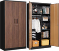 Metal Storage Cabinets 72in Employee Lockers Steel Wardrobe - Wood