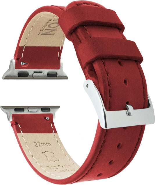BARTON WATCH BANDS Top Grain Leather Bands for Apple Watch