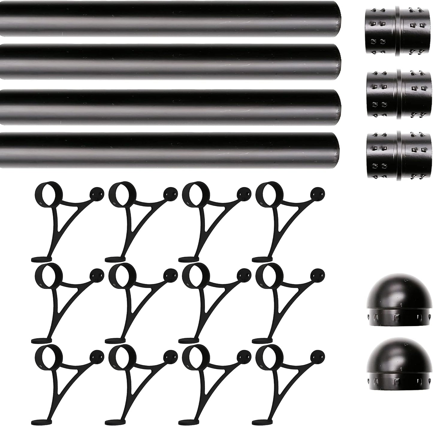 Solid Bar Mount Foot Rail Kit with Matt Black Stainless Steel Tubing