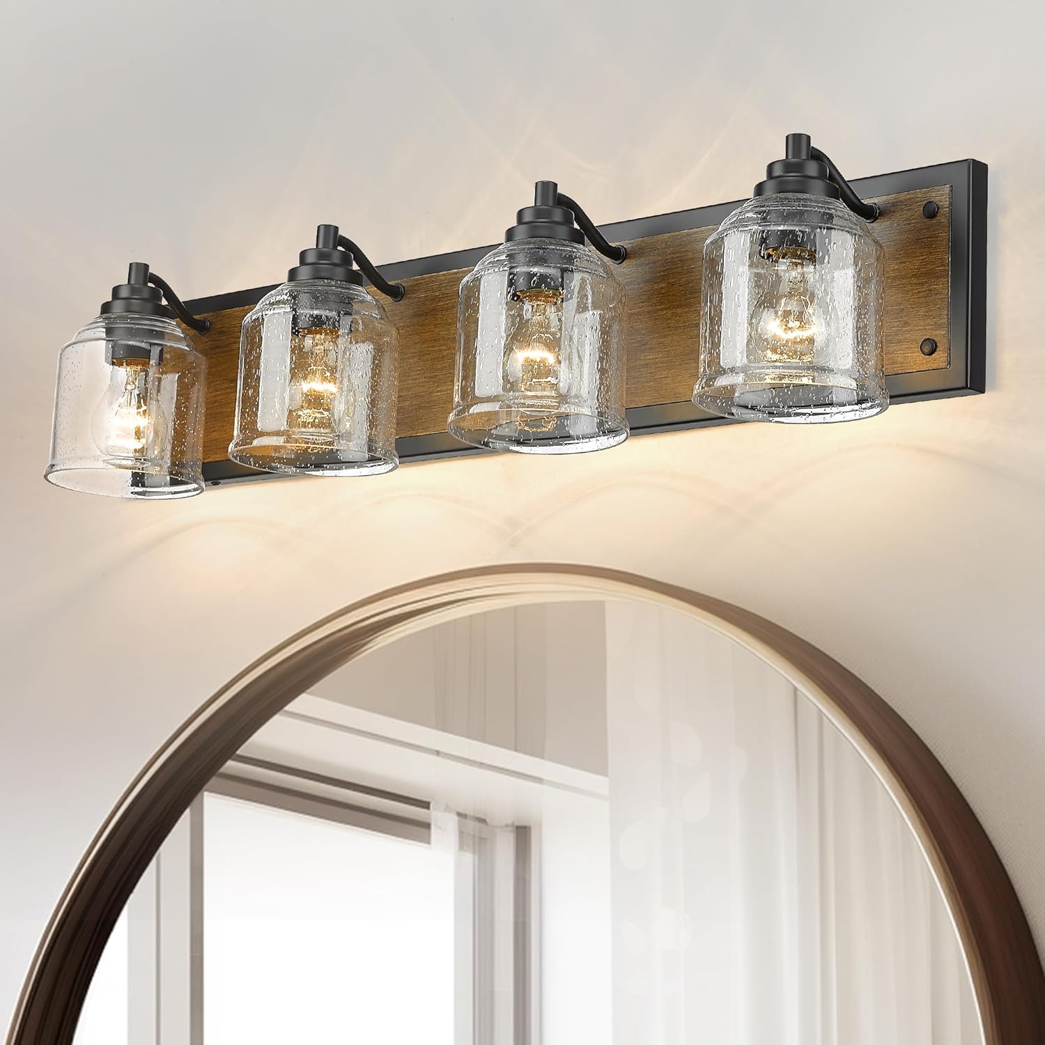 31.5 in Large Farmhouse Bathroom Vanity Light for Rustic Style
