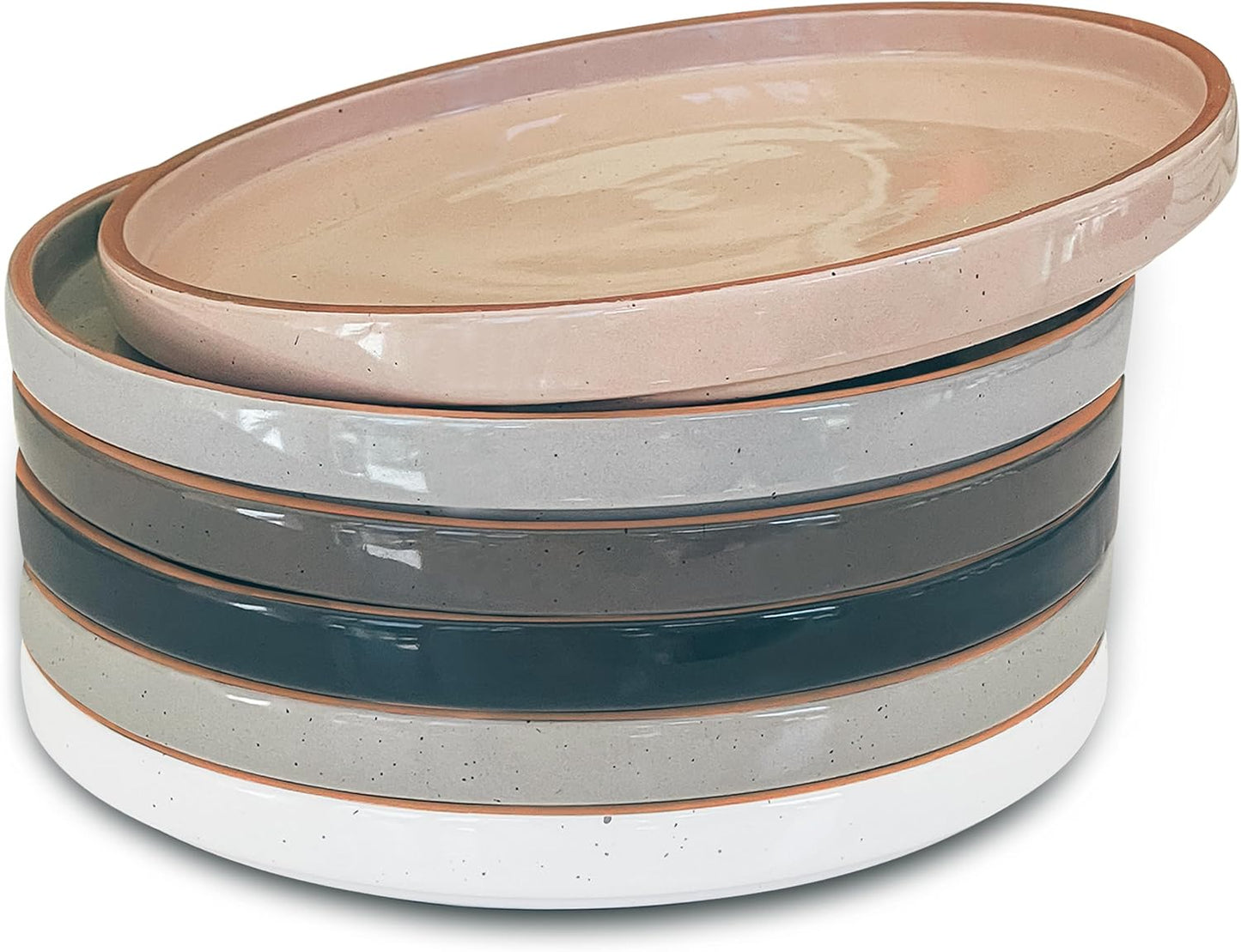Mora Ceramic Flat Plates Set of 6-8 in for Mindful Eating