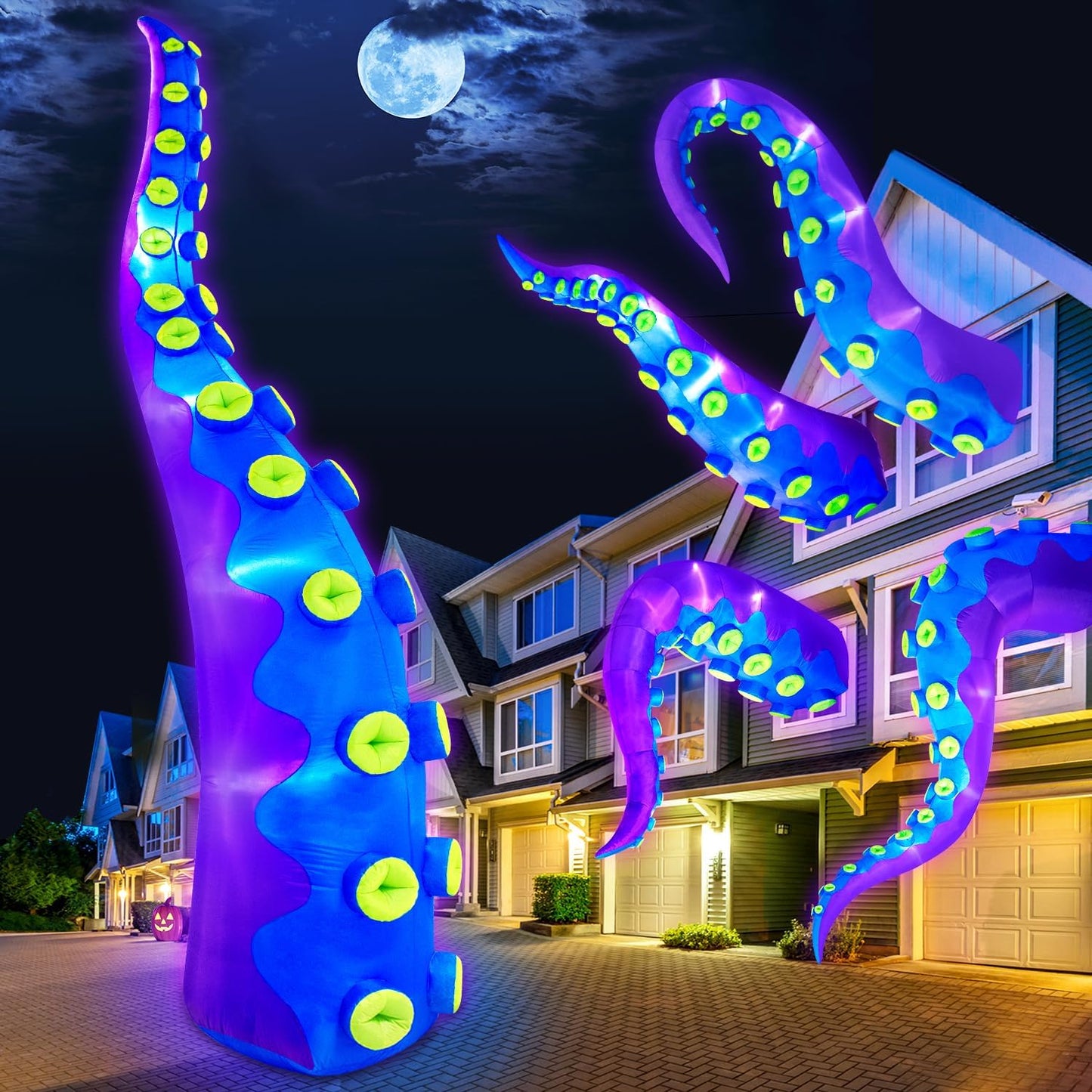 14FT Giant Halloween Inflatables Octopus Tentacles for Spooky Fun