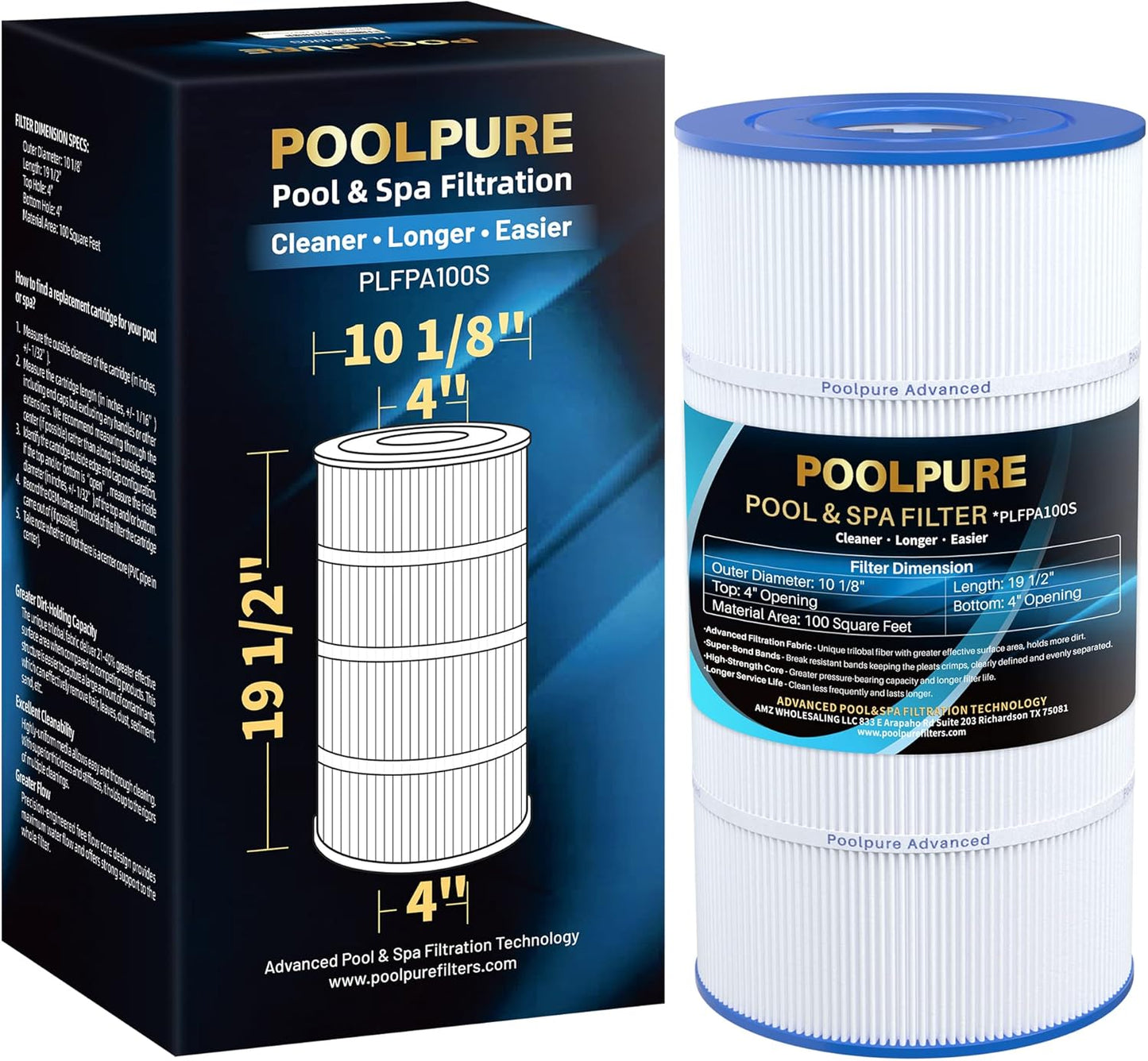 POOLPURE PA100S Pool Filter for Hayward SwimClear C100S Models