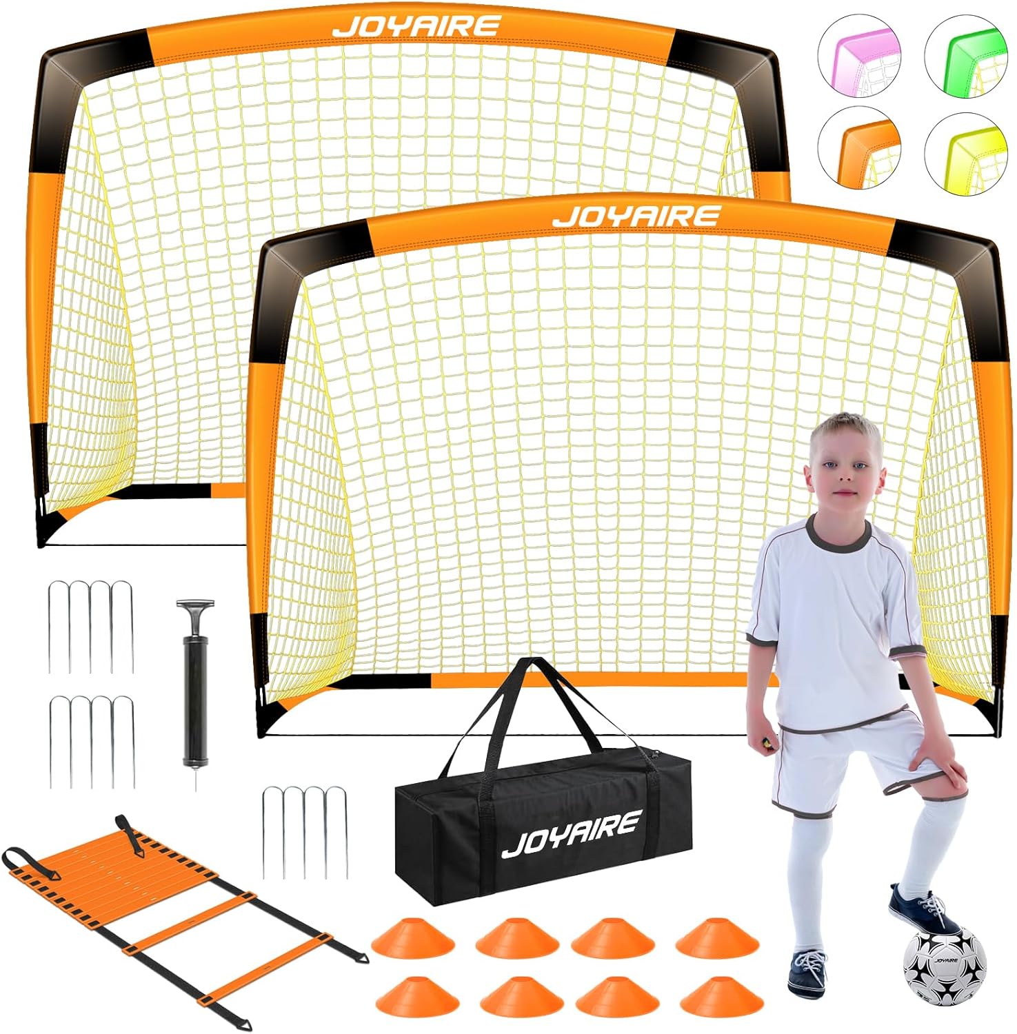 Kids Soccer Goals for Backyard Set - Portable Soccer Training Kit