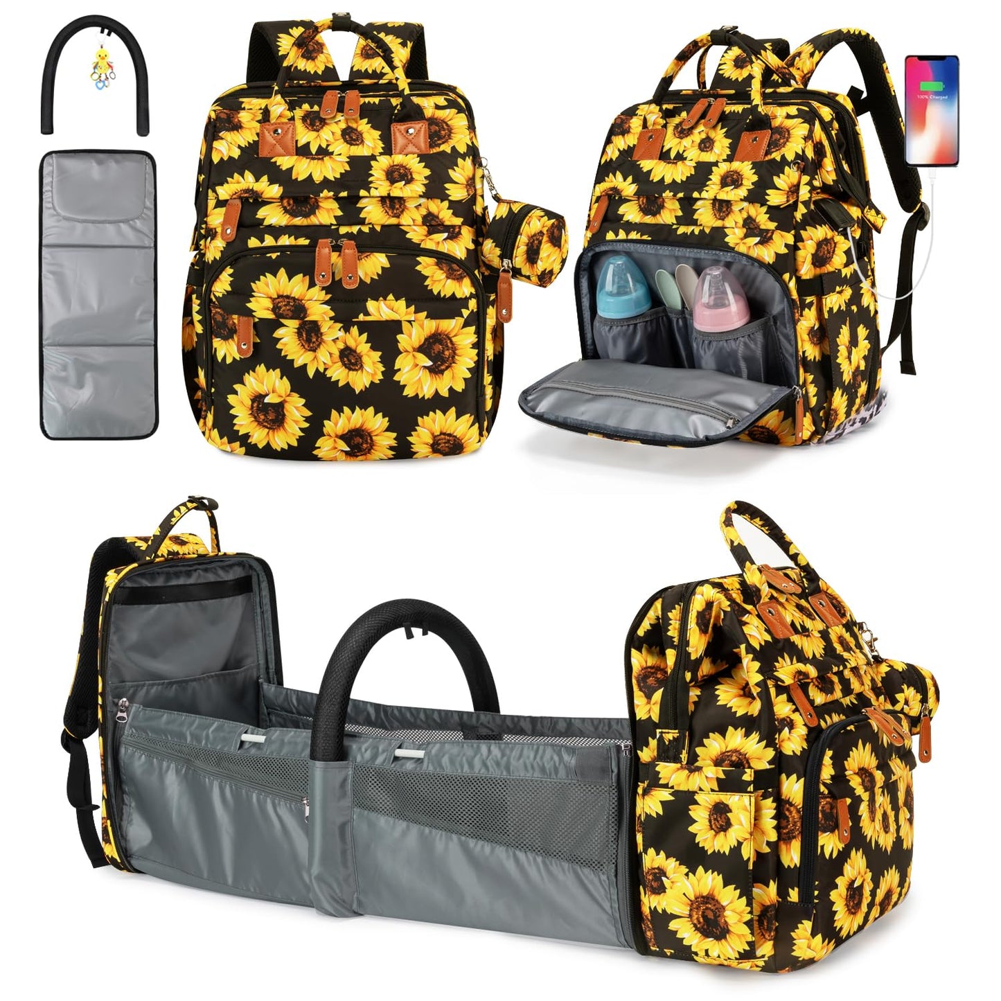 KABAQOO Diaper Bag Backpack with Changing Station for Parents