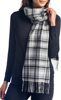 Women's 100% Pure Cashmere Winter Scarf - Red Plaid Luxury