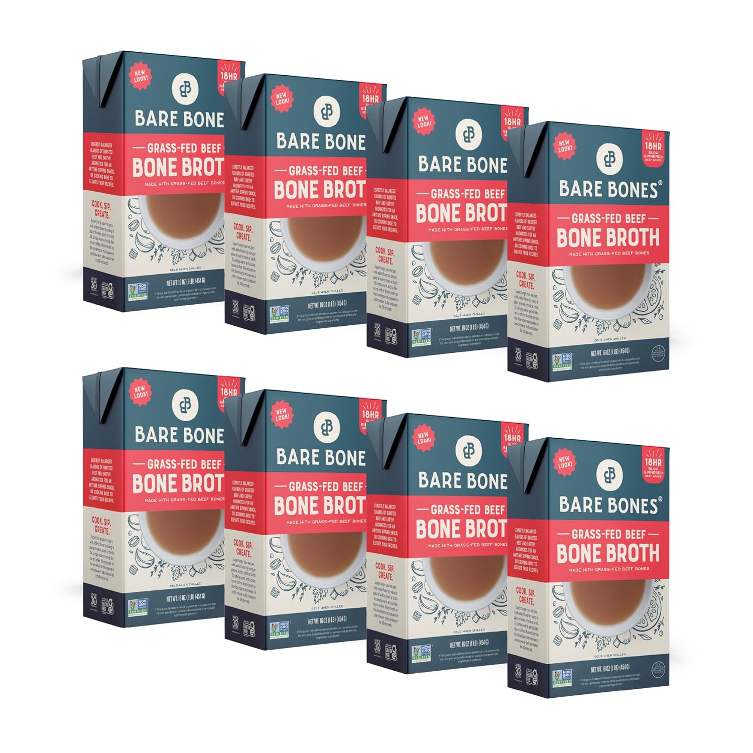 Bare Bones Grass-Fed Beef Bone Broth for Cooking & Sipping