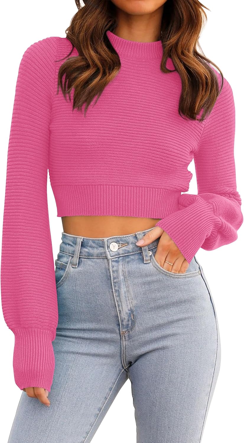 ZESICA Women's Fall Mock Neck Cropped Sweater for Stylish Looks