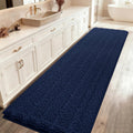 Striped Navy Blue Bathroom Rug Mat 59in x 20in - Ultra Soft Chenille