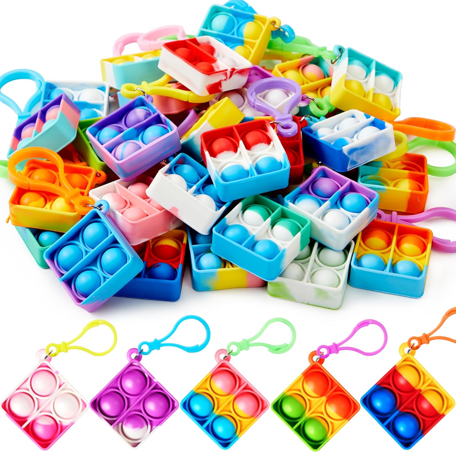 JOYIN 30 Pack Pop Fidget Keychain - Party Fun for Kids!