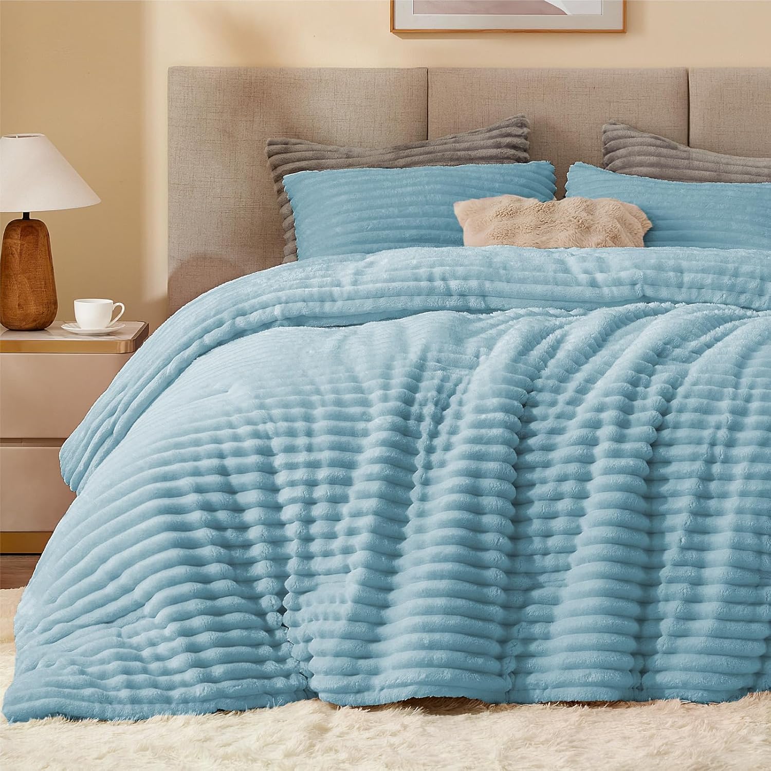 BEDELITE Fleece Queen Comforter Set - Super Soft & Warm Bedding