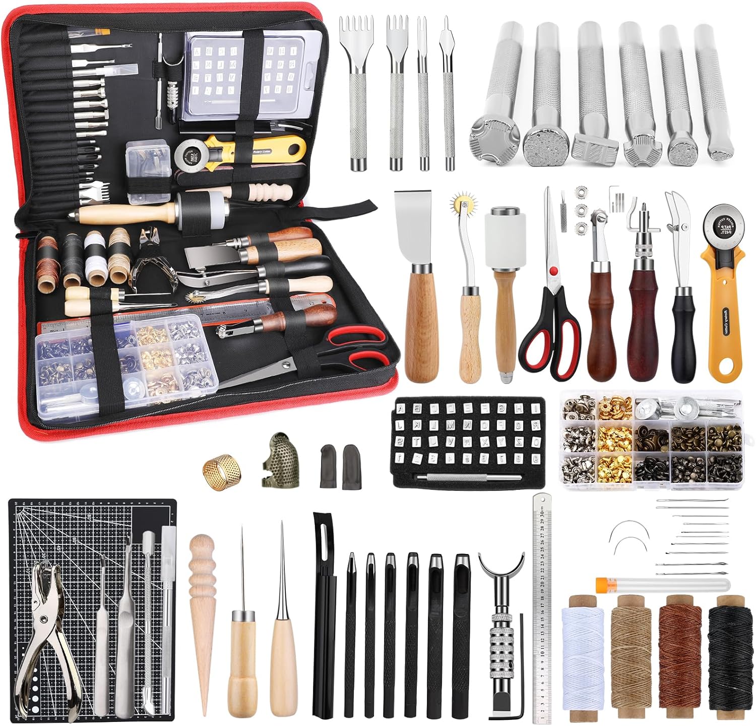 TLKKUE Leather Working Kit for Beginners - Complete Tool Set