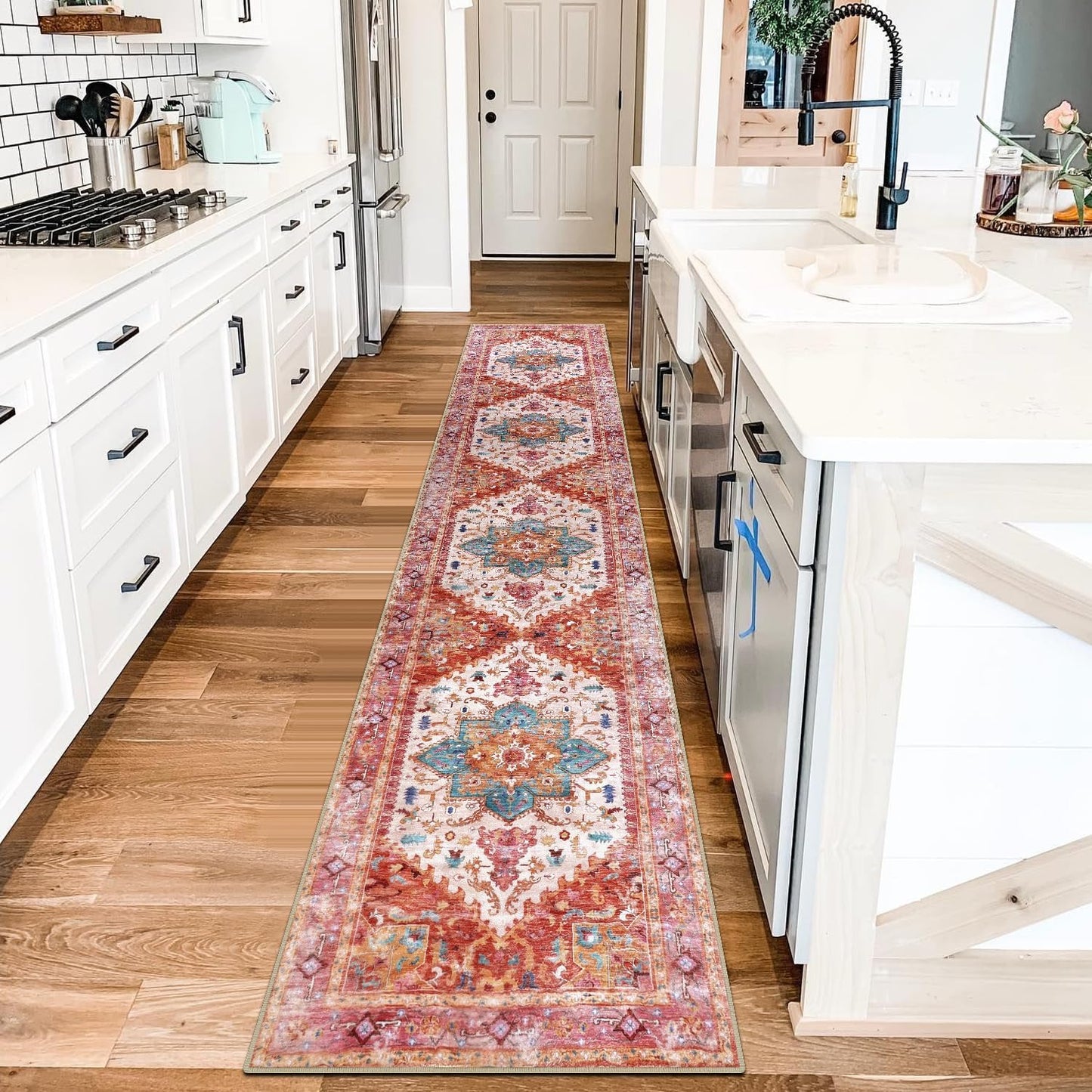 Yamaziot Washable Runner Rug - Vintage Non-Slip Hallway Carpet