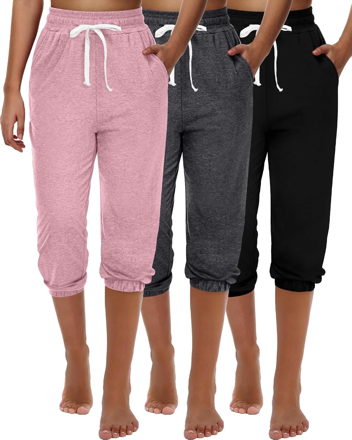 Ficerd Women's Capri Sweatpants Joggers for Summer Comfort