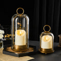 Glass Hurricane Candle Holders Set of 2 with Timer LED Candles