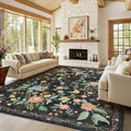 Amada 8x10 Area Rug - Low-Profile, Washable Floral Rug