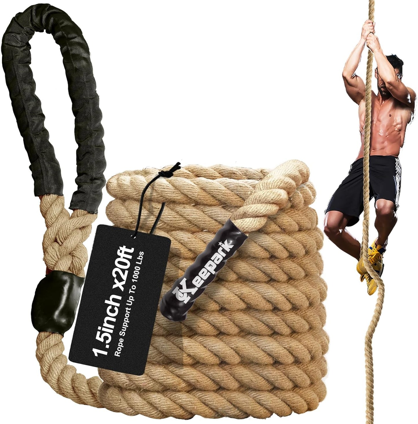 Climbing Rope 1.5 Inch Diameter for Fitness & Strength Training