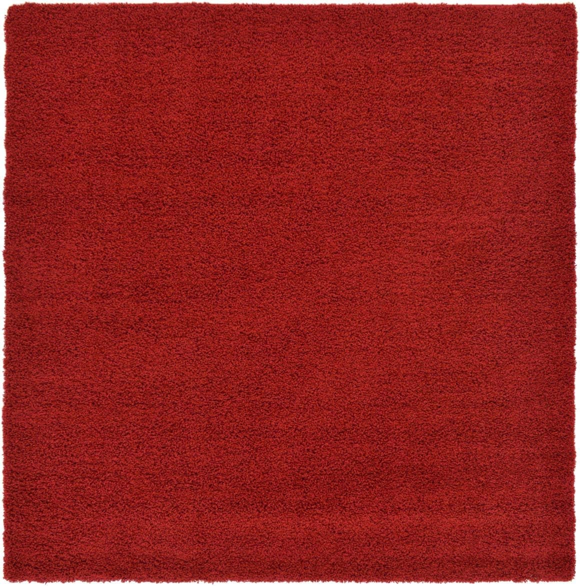 Unique Loom Solid Shag Collection Area Rug in Cherry Red