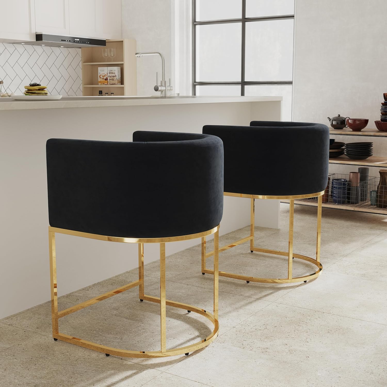 Black Velvet Bar Stools Set of 2 for Contemporary Spaces