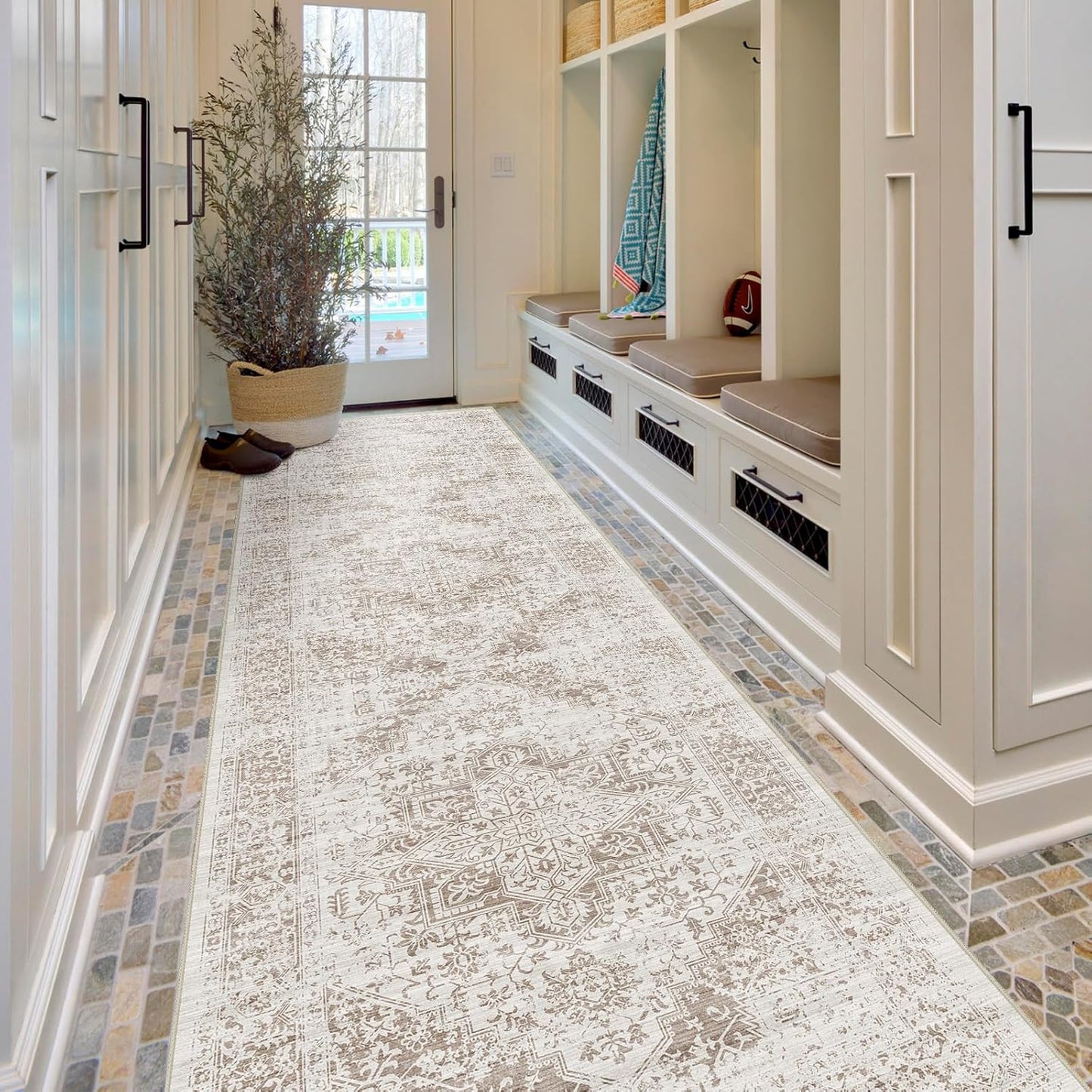 Vintage Non-Slip 3x10 Runner Rug for Entryway and Hallway