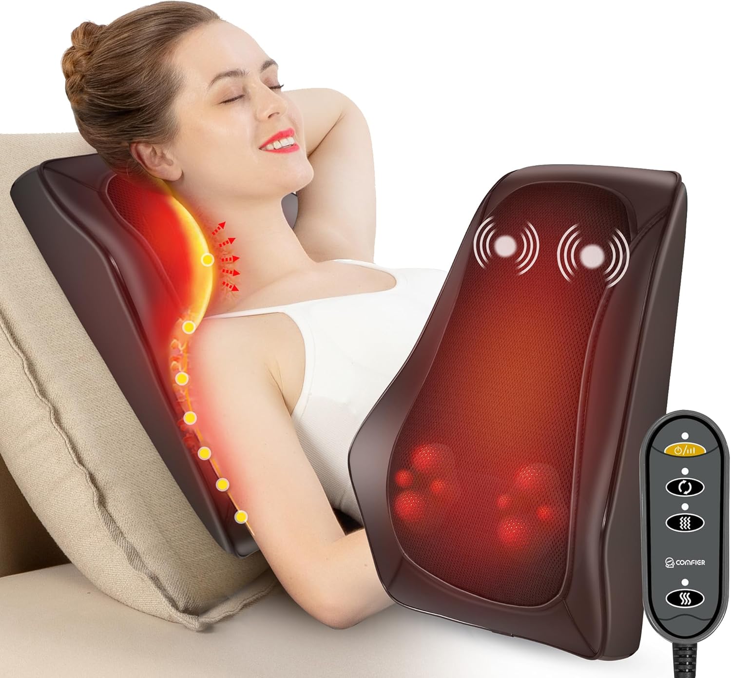 3D Shiatsu Back Massager with Heat & Vibration