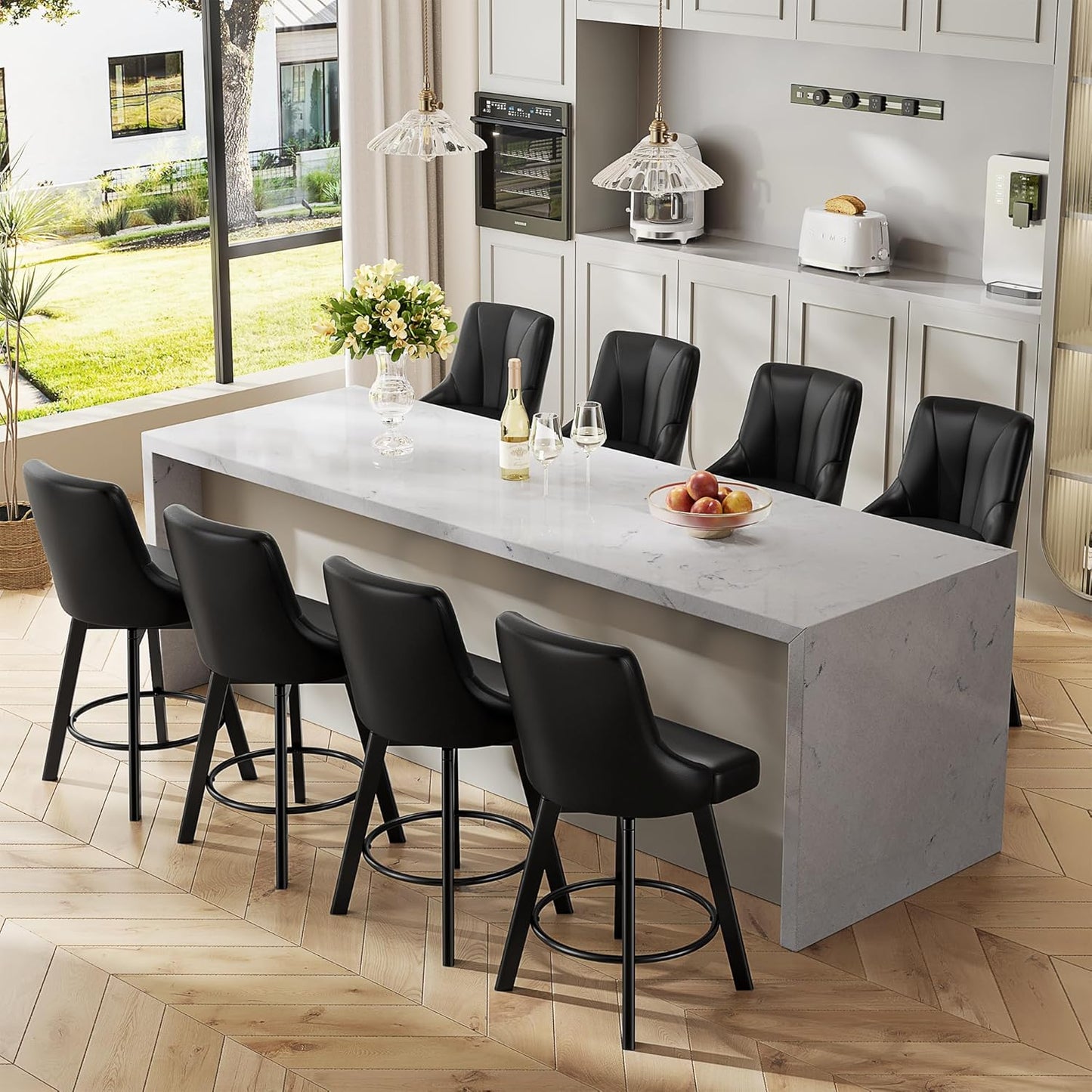 Swivel Bar Stools with Backs for Kitchen Island and Home Bar