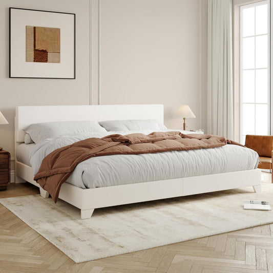 Allewie King Size Bed Frame with Adjustable Headboard for Comfort