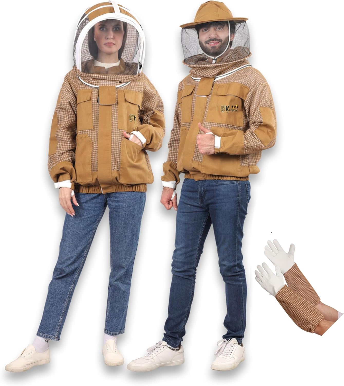 Ultra Ventilated Bee Jacket with Gloves & Veils for Beekeeping