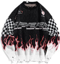 ZAFUL Men Oversized Flame Graphic Crewneck Sweater - Y2K Knit