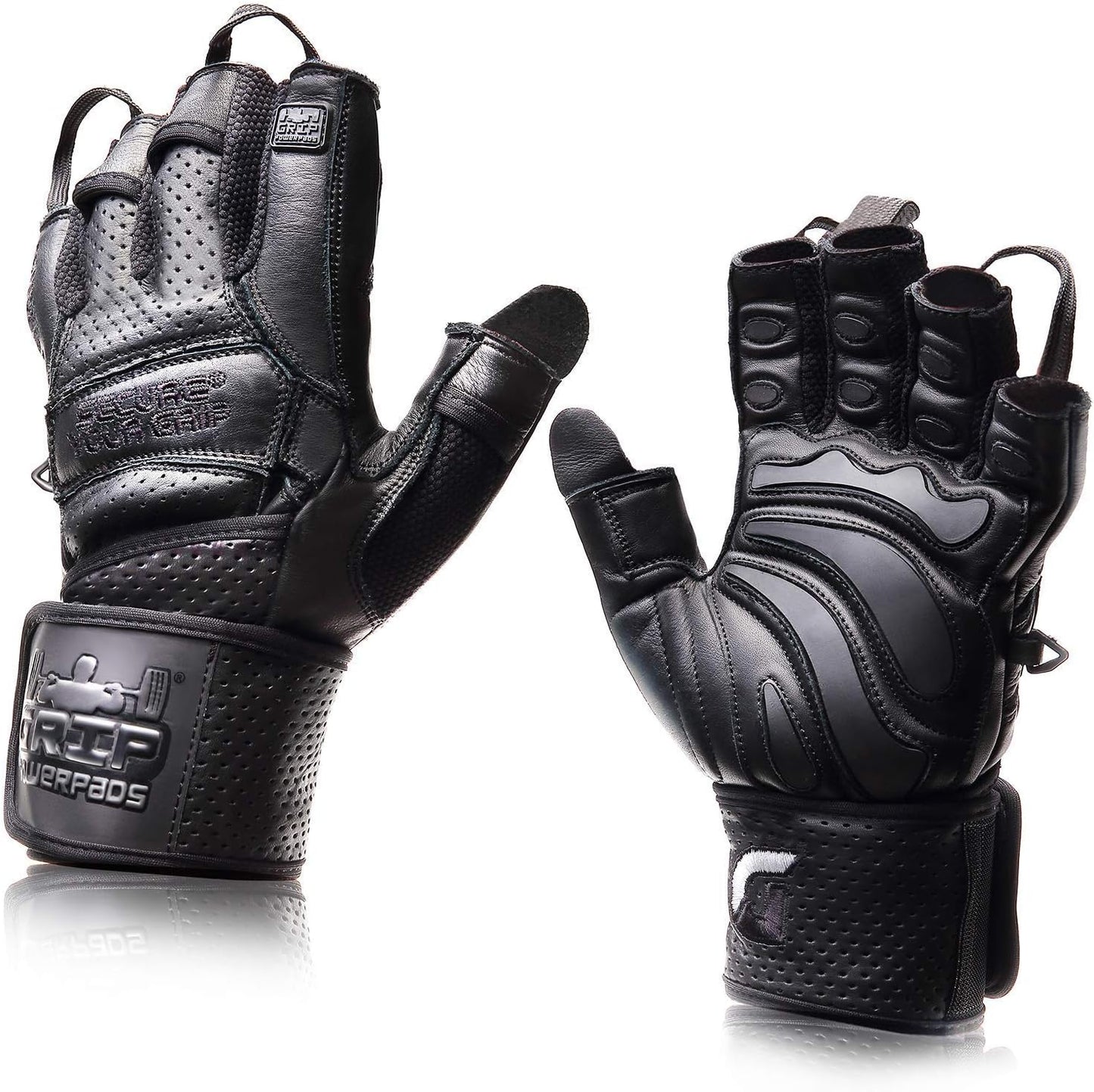 Elite Leather Gym Gloves with Wrist Wraps for Weightlifting